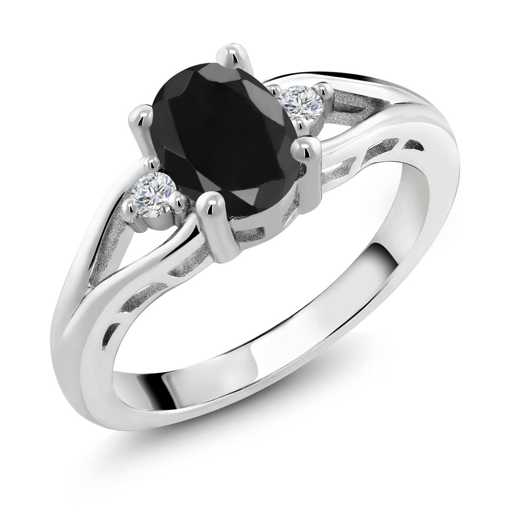 Black Sapphire - September_9_Ring in 925 Sterling Silver
