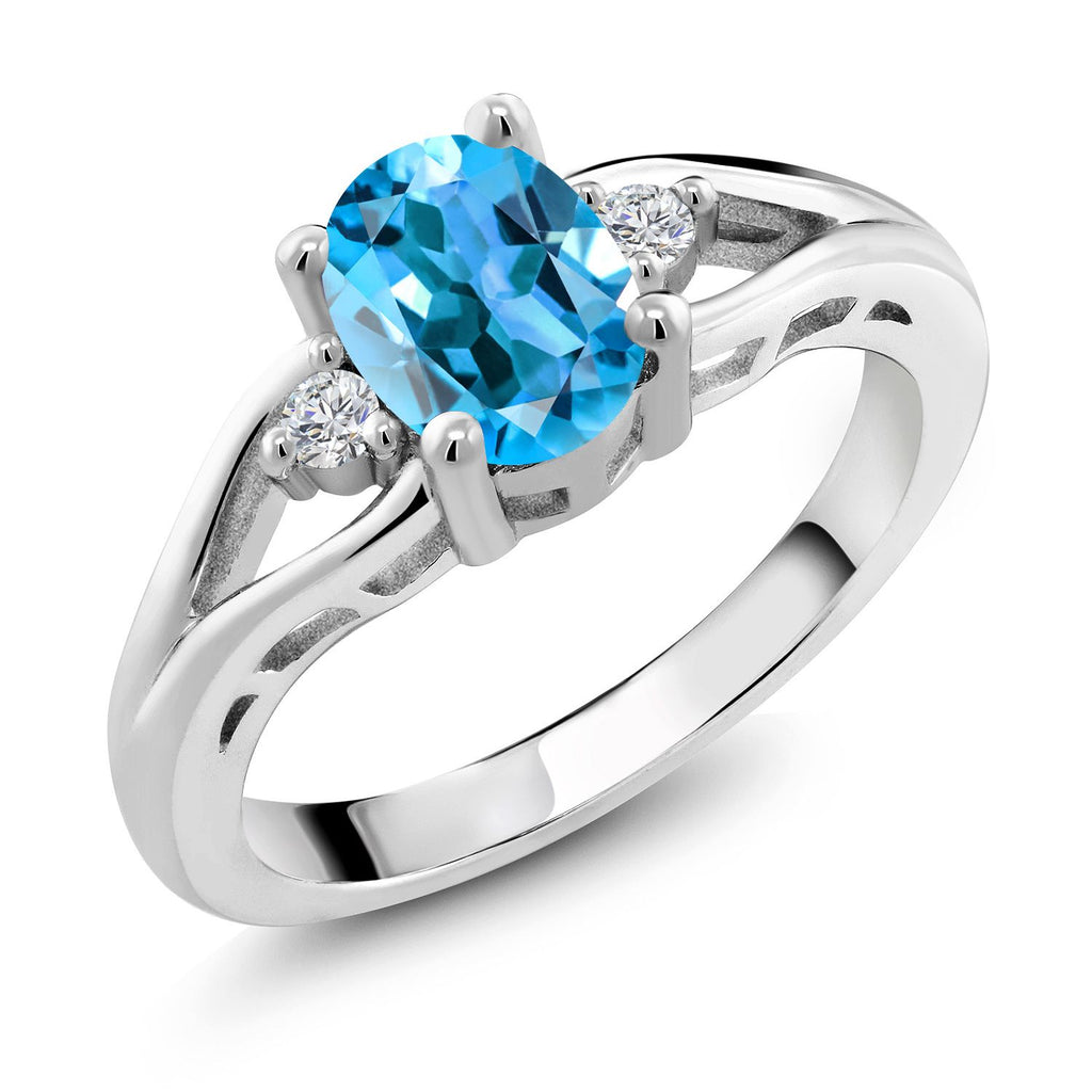 Swiss Blue Topaz - November_8_Ring in 925 Sterling Silver
