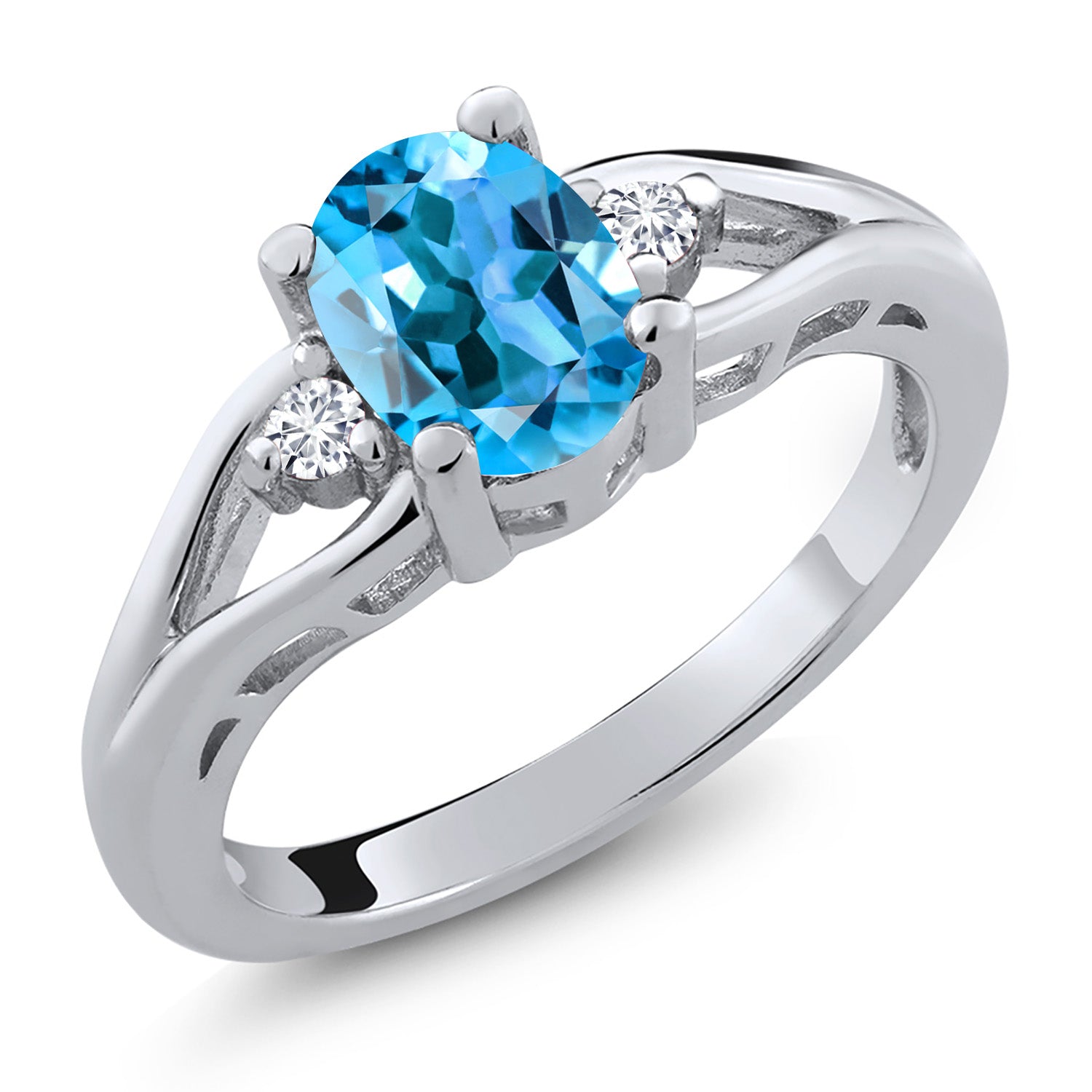 Swiss Blue Topaz - November_8_Ring in 925 Sterling Silver