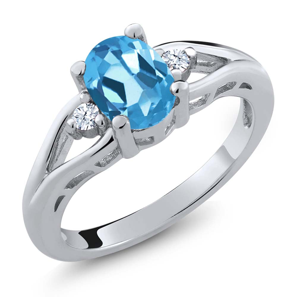 Swiss Blue Topaz - November_7_Ring in 925 Sterling Silver