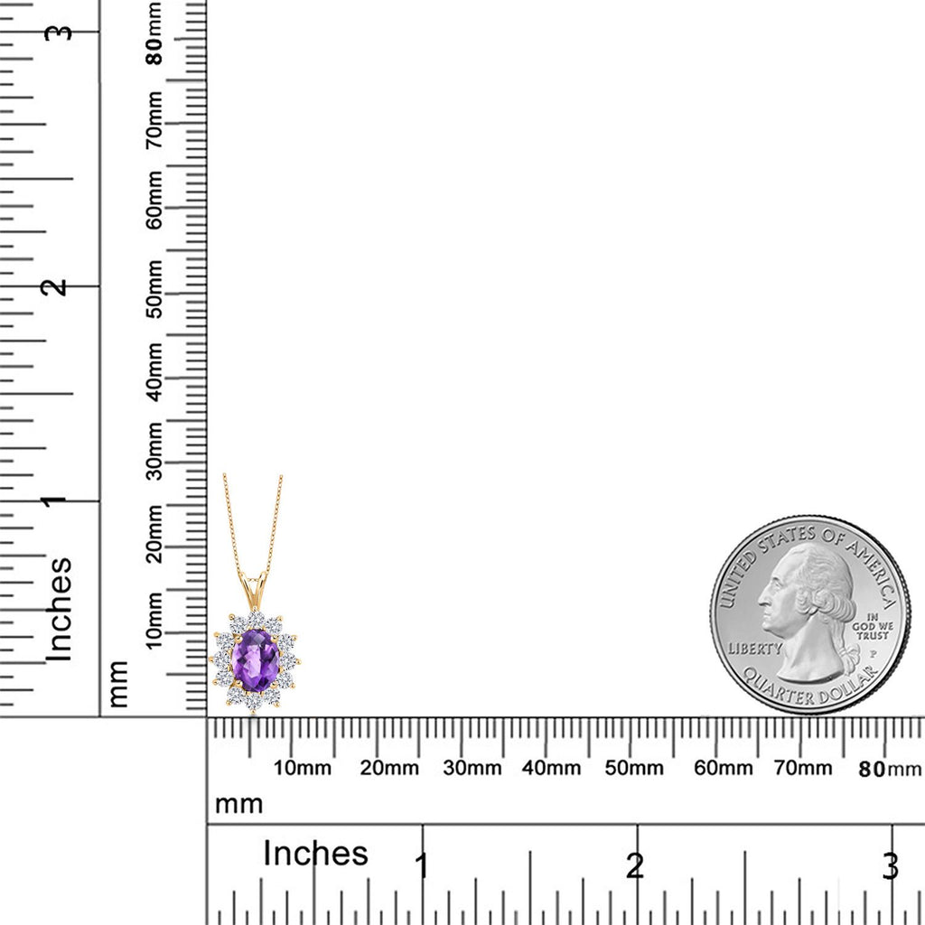 Amethyst and Zirconia_Pendant in 925 Yellow Gold Plated Silver