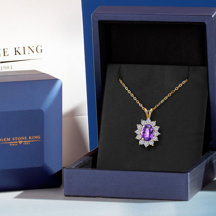 Amethyst and Zirconia_Pendant in 925 Yellow Gold Plated Silver