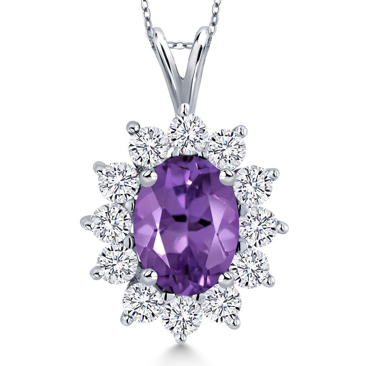 Amethyst - February_Pendant in 14K White Gold