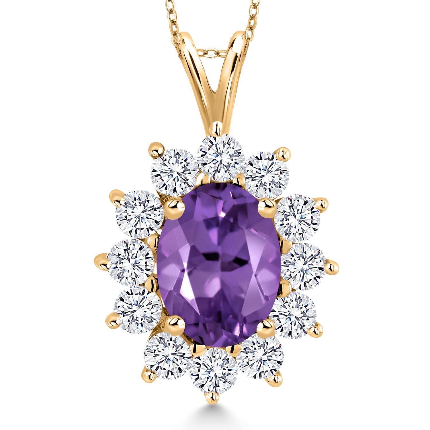 Amethyst - February_Pendant in 925 Yellow Gold Plated Silver