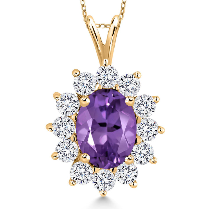 Amethyst - February_Pendant in 925 Yellow Gold Plated Silver