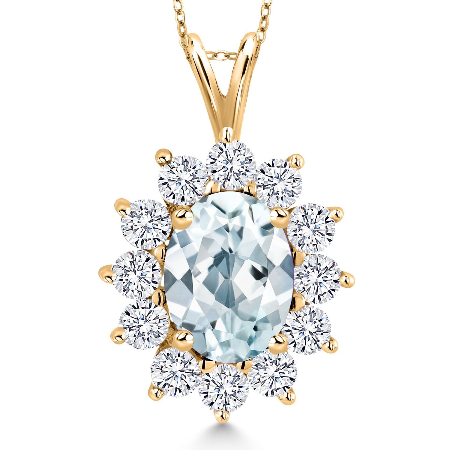 Aquamarine - March_Pendant in 925 Yellow Gold Plated Silver