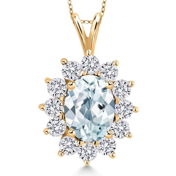 Aquamarine - March_Pendant in 925 Yellow Gold Plated Silver