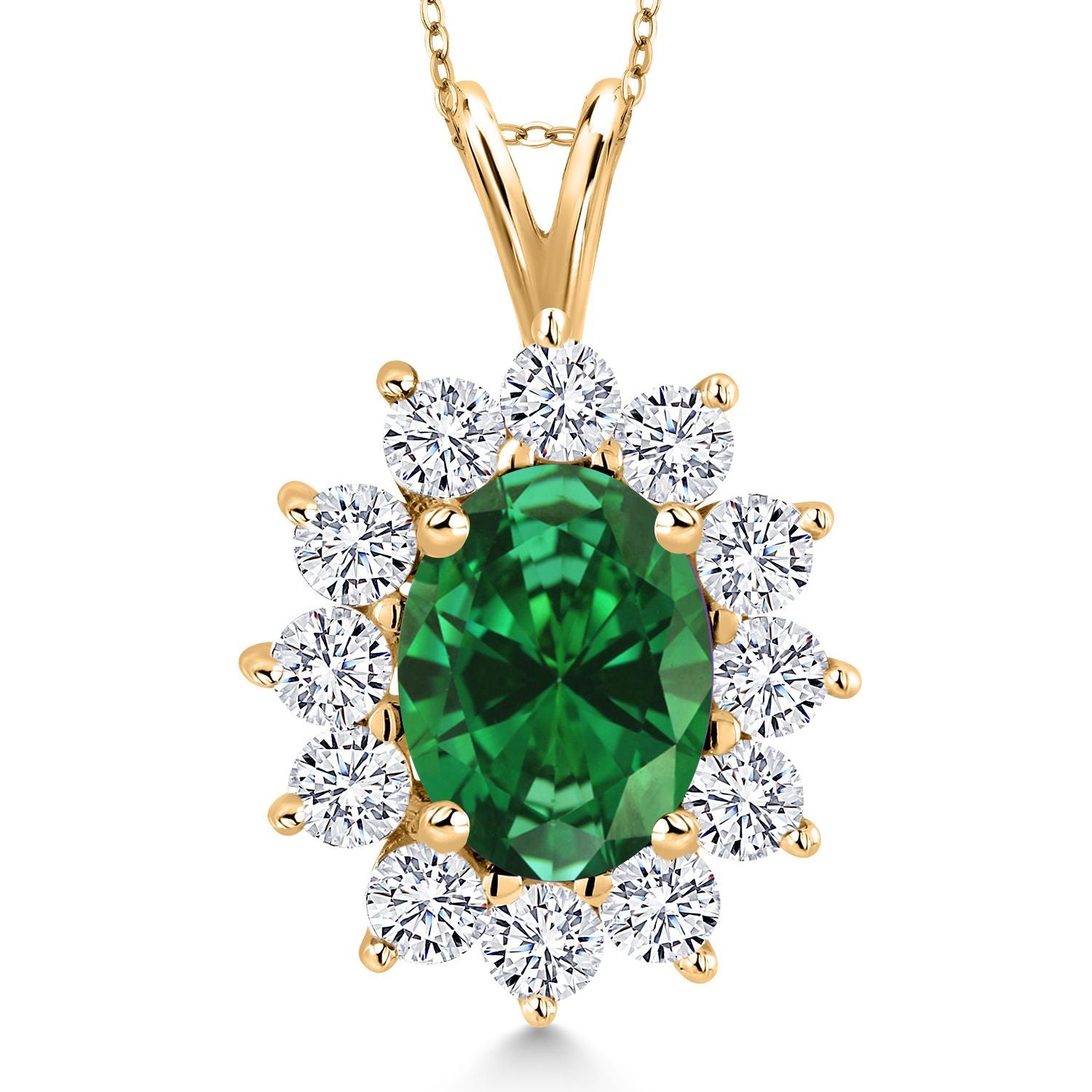Simulated Emerald - May_Pendant in 925 Yellow Gold Plated Silver
