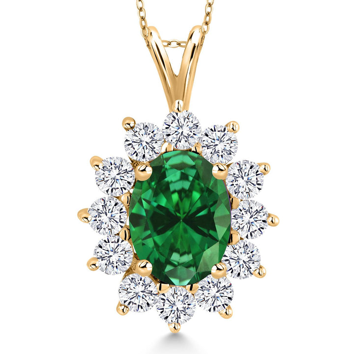 Simulated Emerald - May_Pendant in 925 Yellow Gold Plated Silver