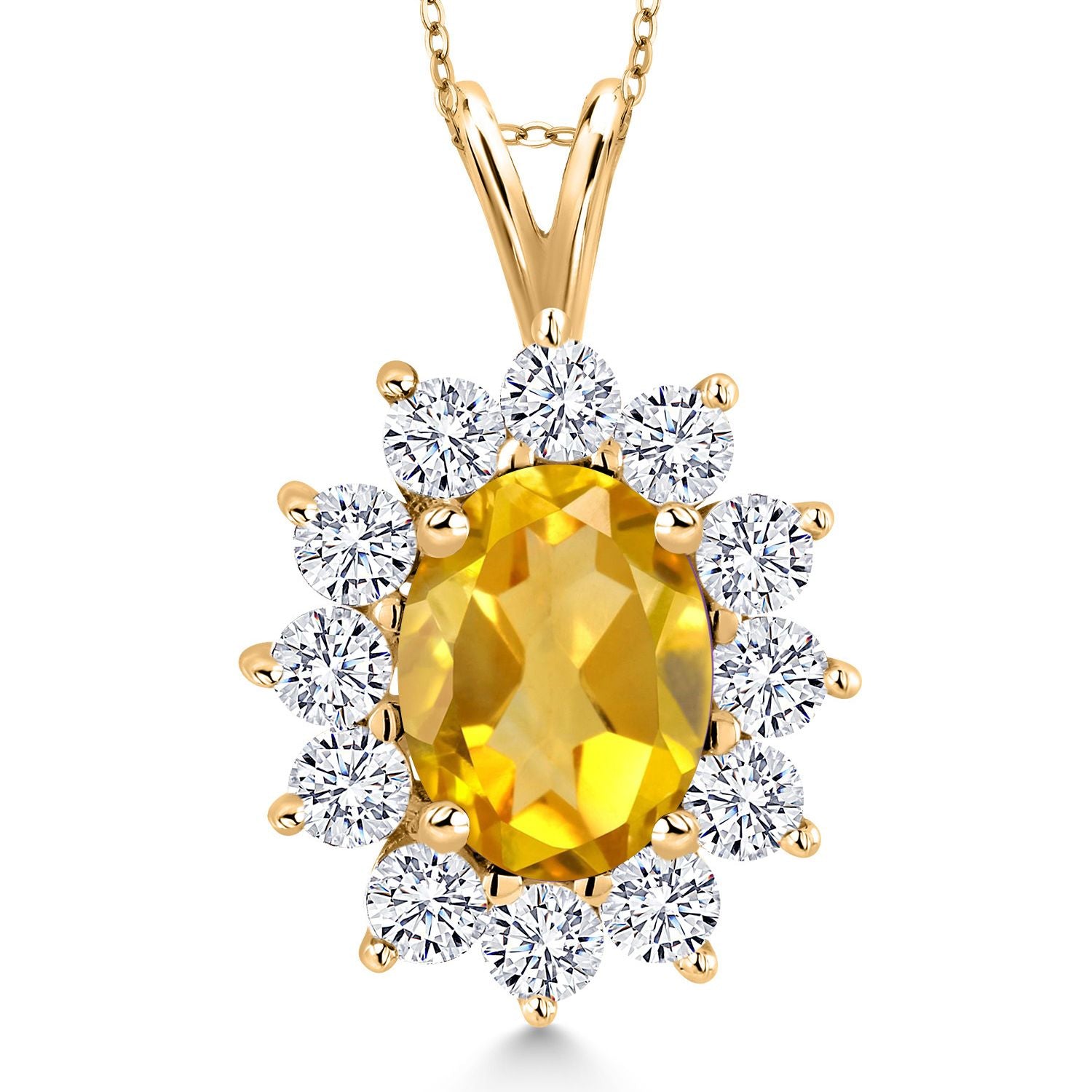 Citrine - November_Pendant in 925 Yellow Gold Plated Silver