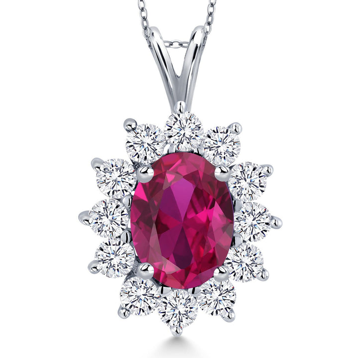 Created Ruby - July_Pendant in 14K White Gold