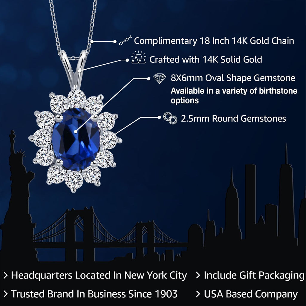 Created Sapphire and Zirconia_Pendant in 14K White Gold