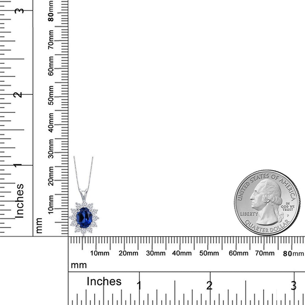 Created Sapphire and Zirconia_Pendant in 14K White Gold
