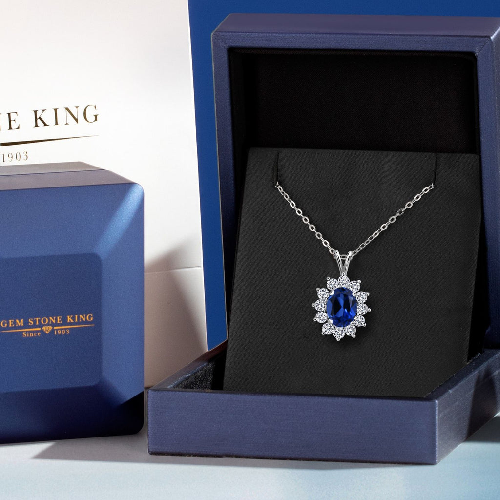 Created Sapphire and Zirconia_Pendant in 14K White Gold