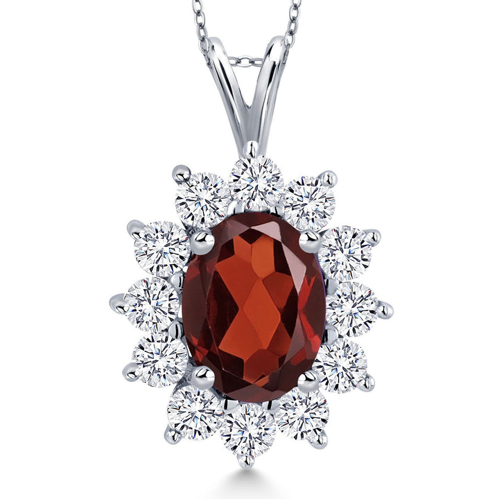 Garnet - January_Pendant in 14K White Gold