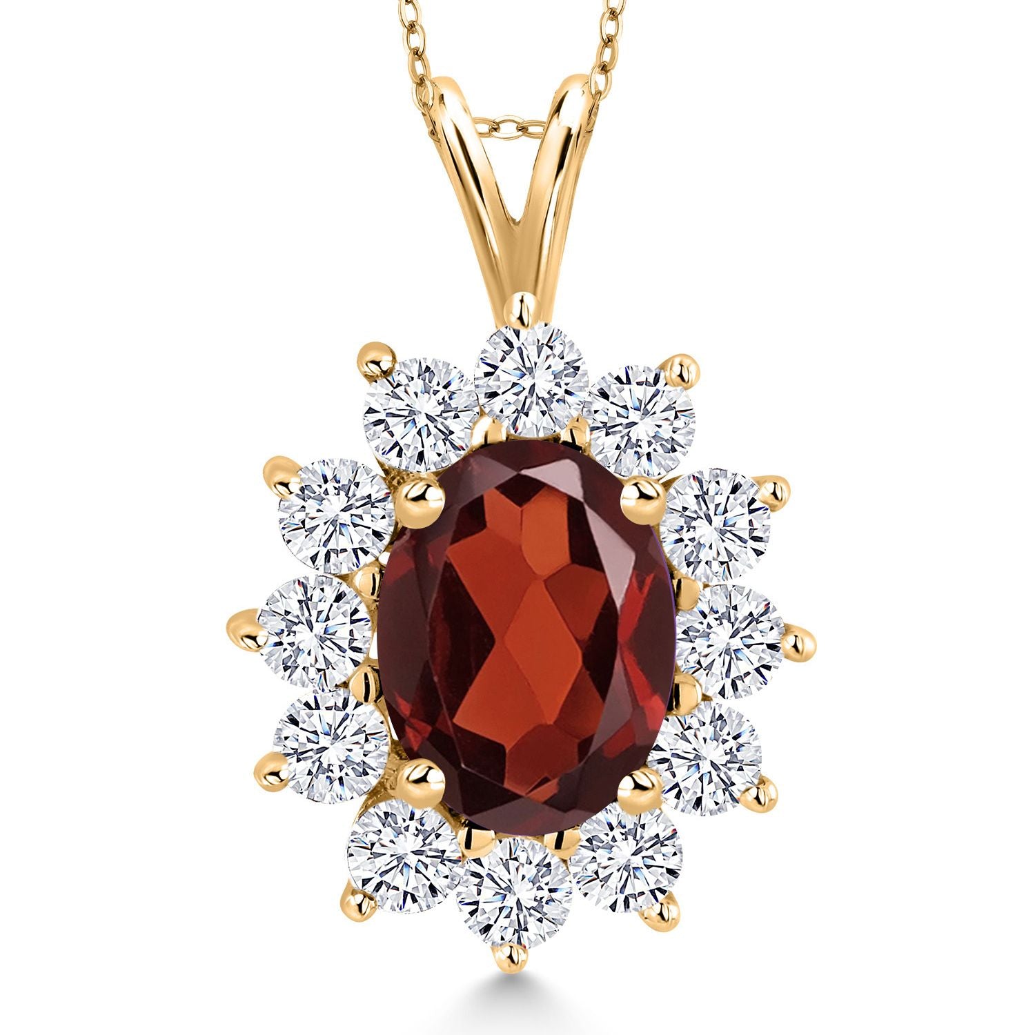 Garnet - January_Pendant in 925 Yellow Gold Plated Silver