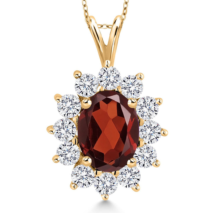 Garnet - January_Pendant in 925 Yellow Gold Plated Silver
