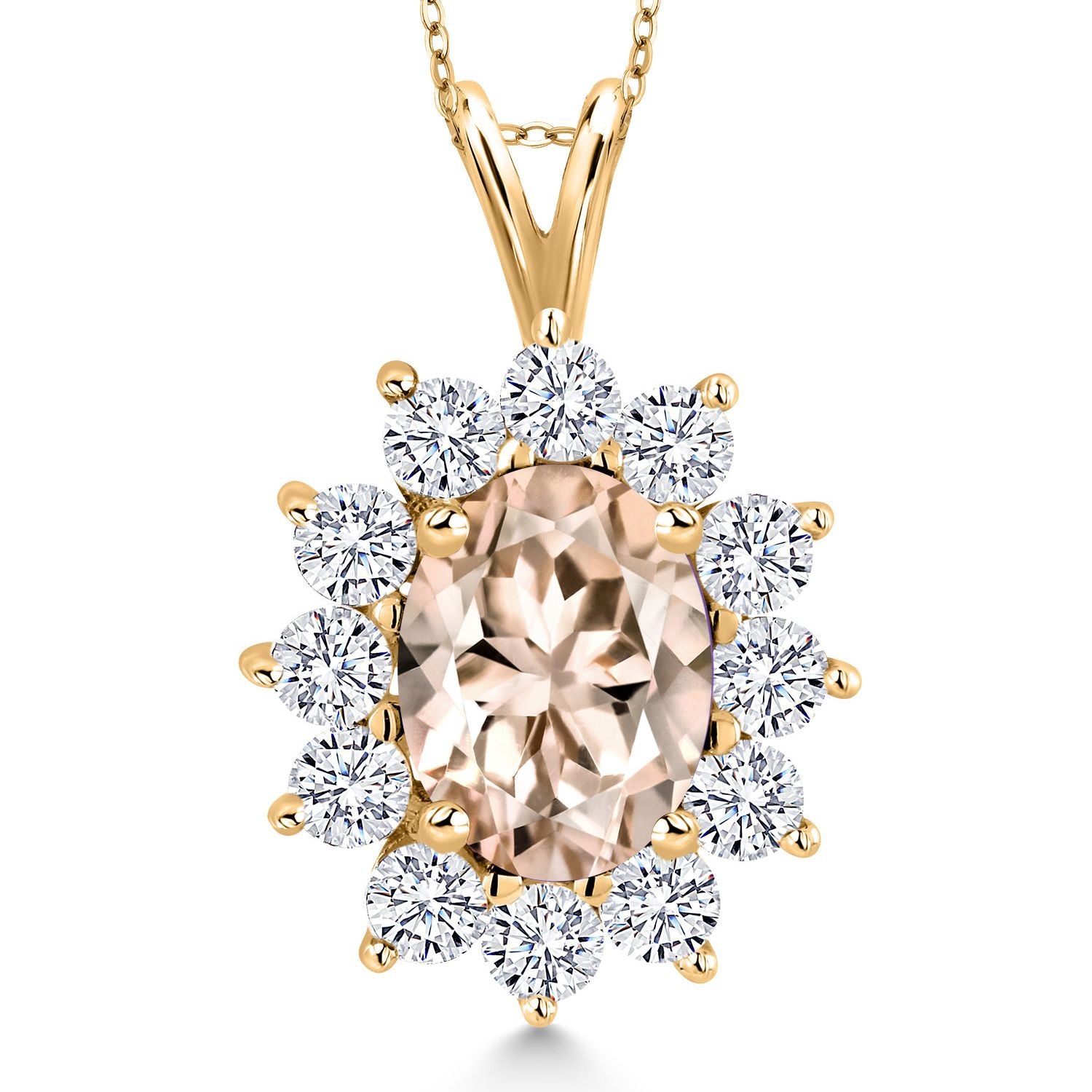 Morganite - October_Pendant in 925 Yellow Gold Plated Silver
