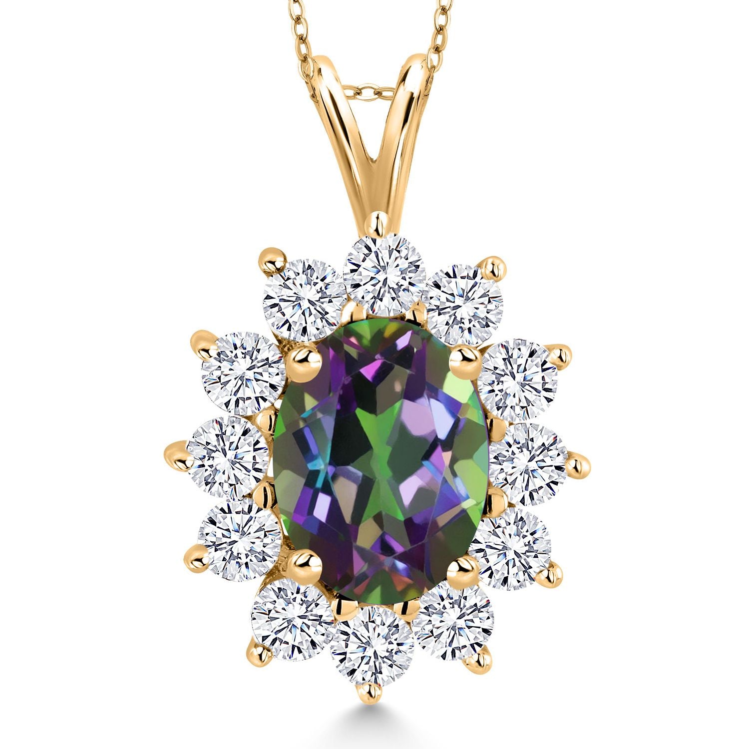 Green Mystic Topaz_Pendant in 925 Yellow Gold Plated Silver