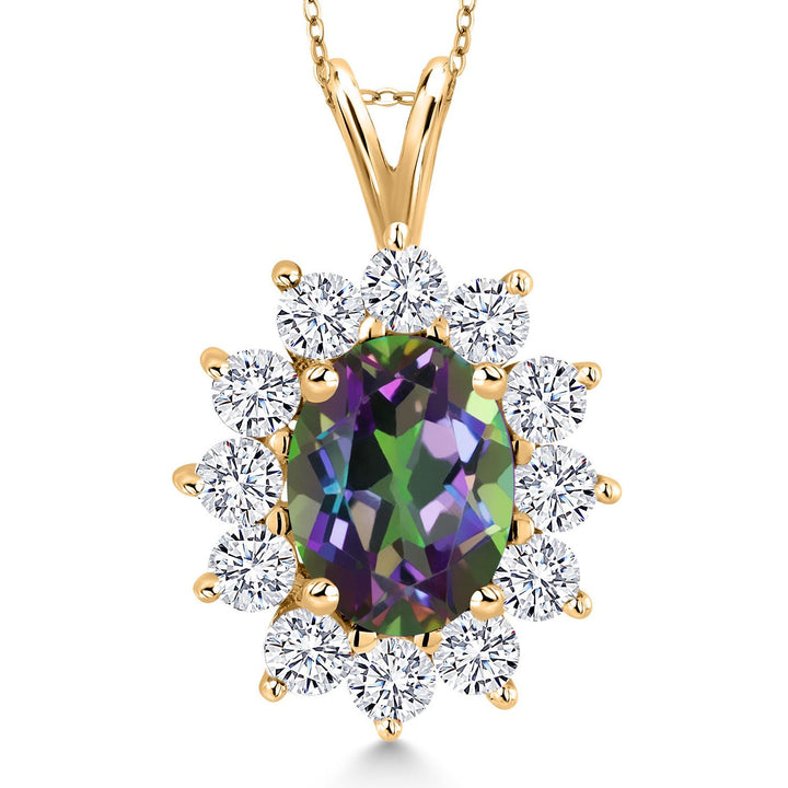 Green Mystic Topaz_Pendant in 925 Yellow Gold Plated Silver