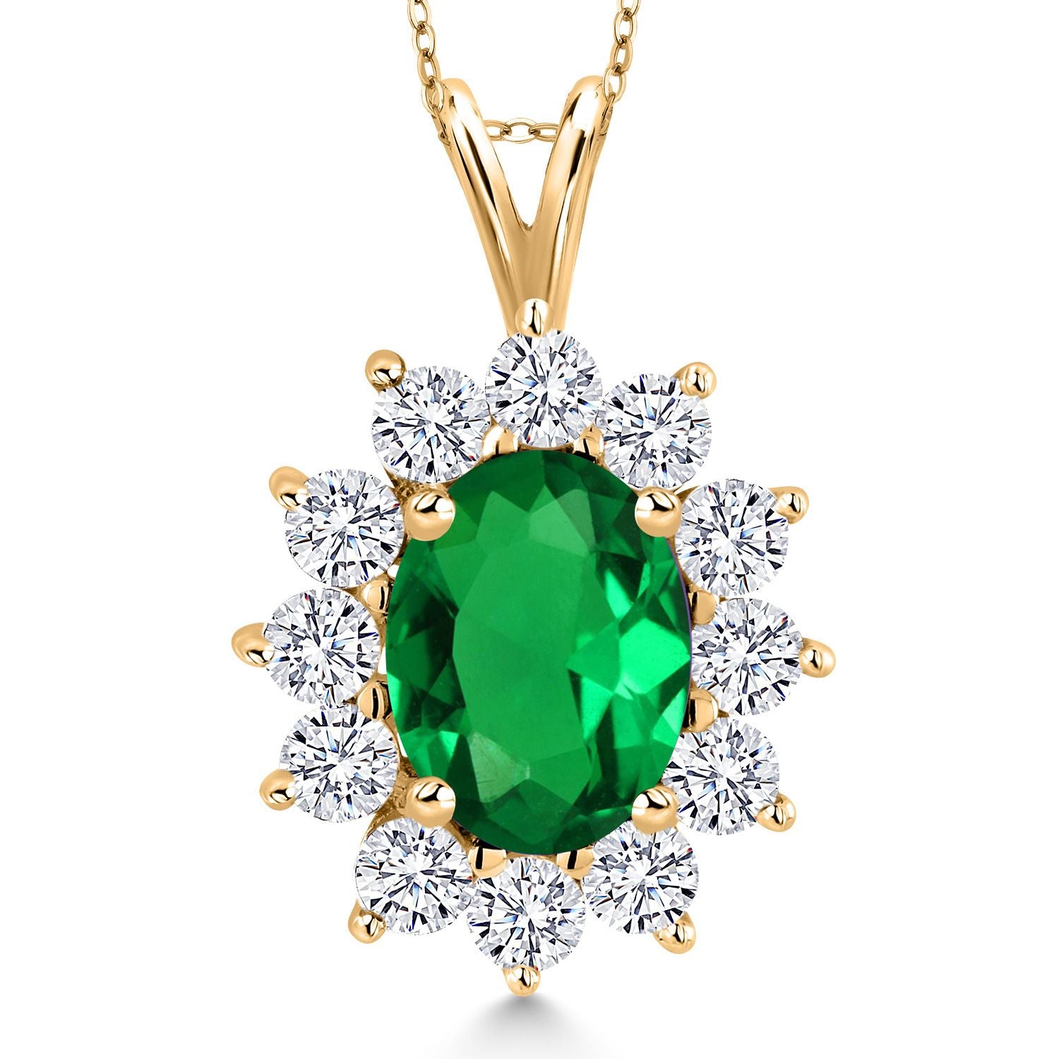 Nano Emerald - May_Pendant in 925 Yellow Gold Plated Silver