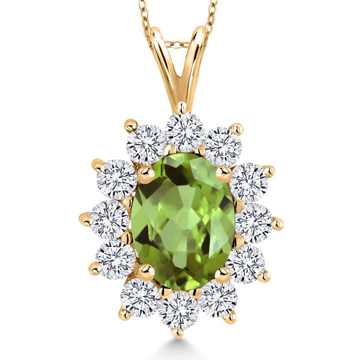 Peridot - August_Pendant in 925 Yellow Gold Plated Silver