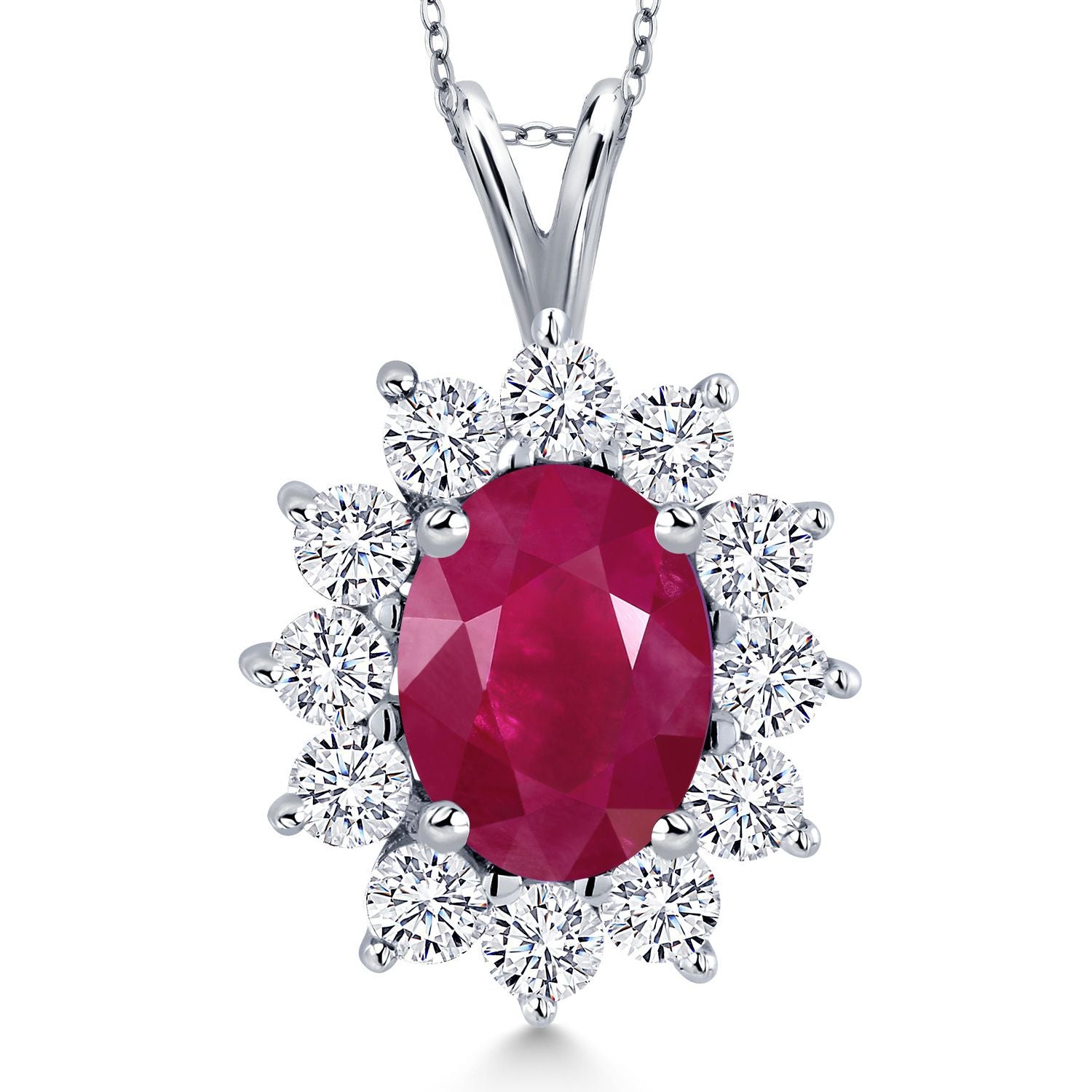 Ruby - July_Pendant in 14K White Gold