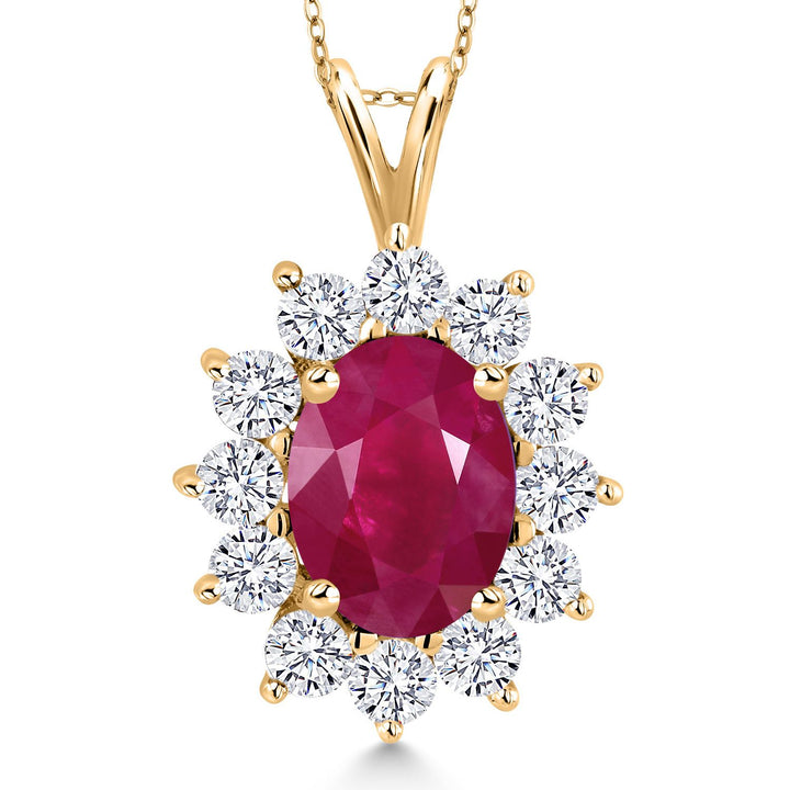 Ruby - July_Pendant in 925 Yellow Gold Plated Silver