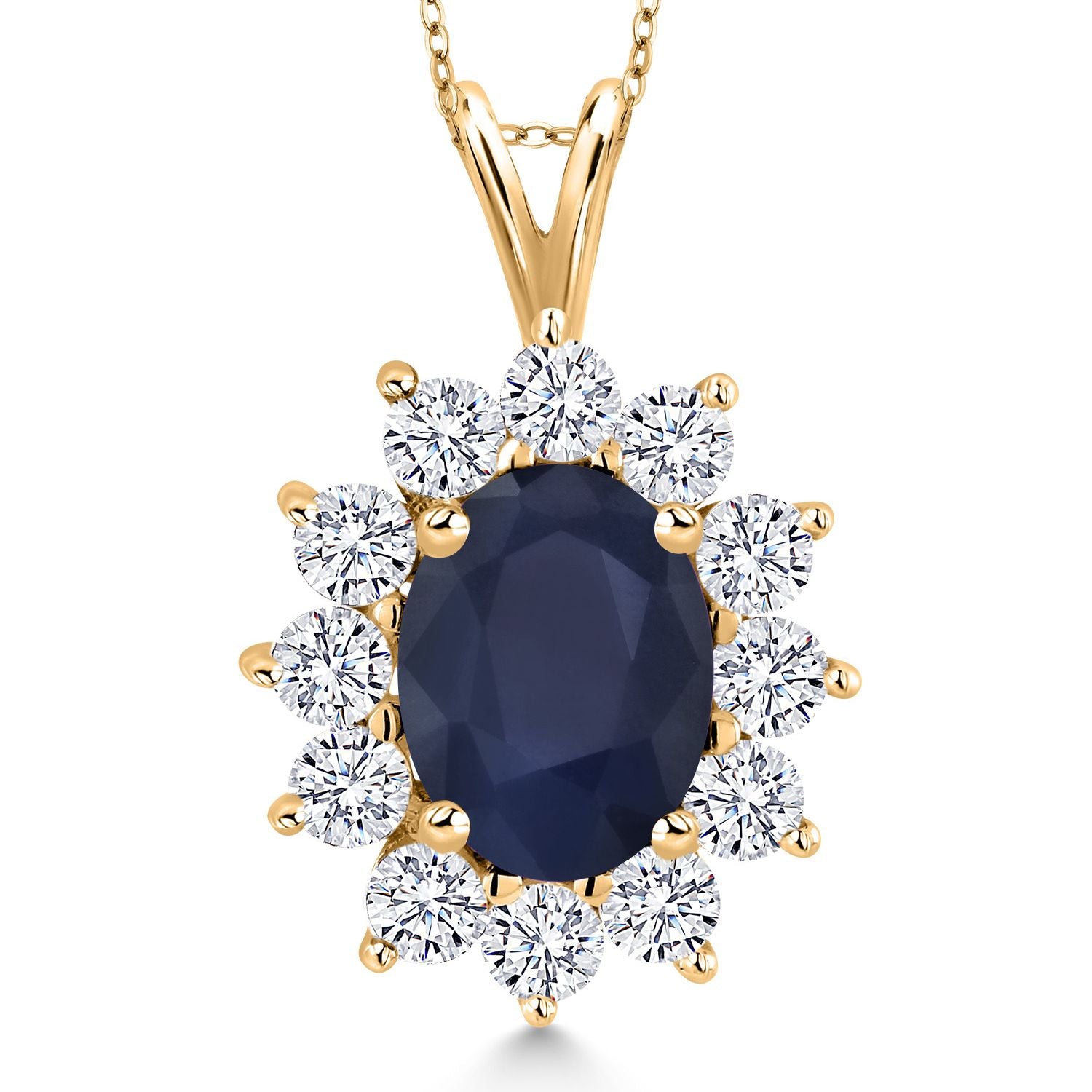Blue Sapphire - September_Pendant in 925 Yellow Gold Plated Silver