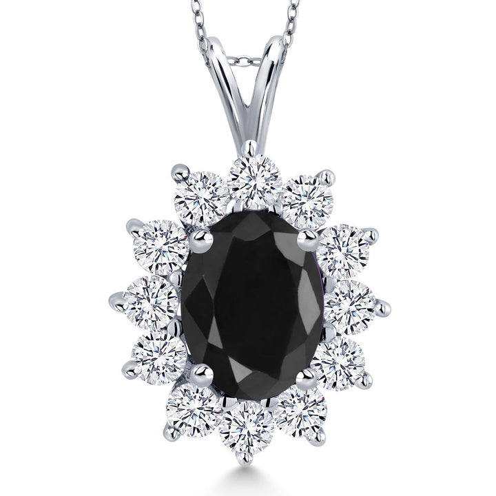 Black Sapphire - September_Pendant in 925 Sterling Silver