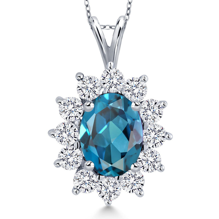 London Blue Topaz - November_Pendant in 14K White Gold
