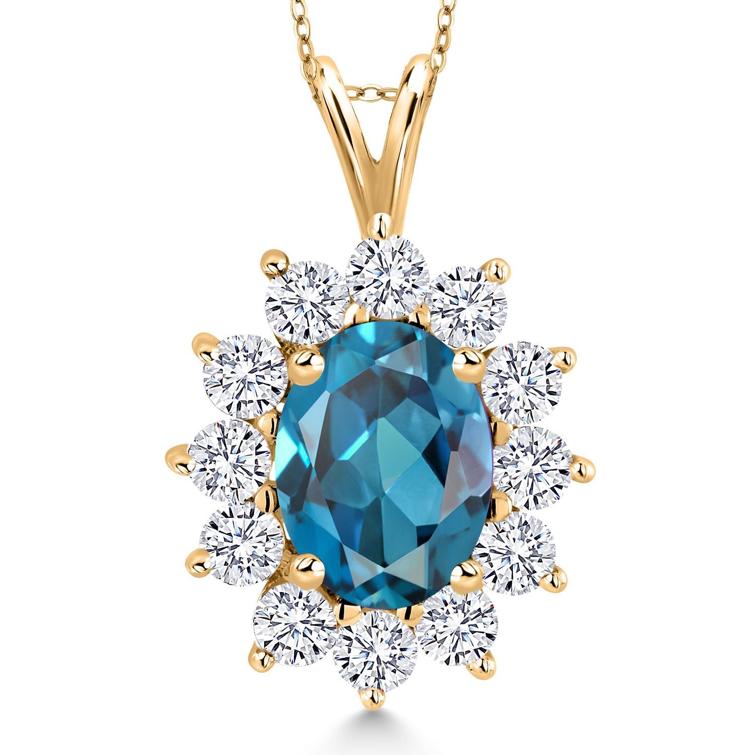 London Blue Topaz - November_Pendant in 925 Yellow Gold Plated Silver