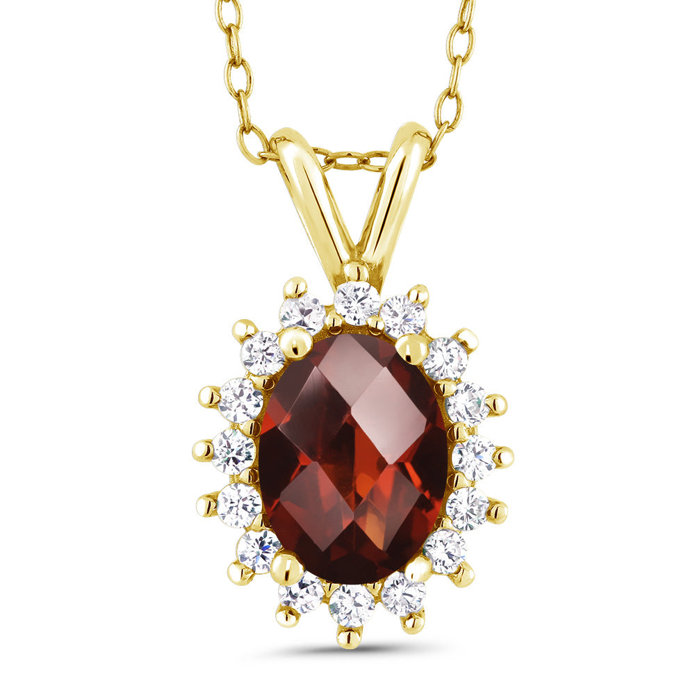 Garnet-Checkerboard - January_Pendant in 14K Yellow Gold