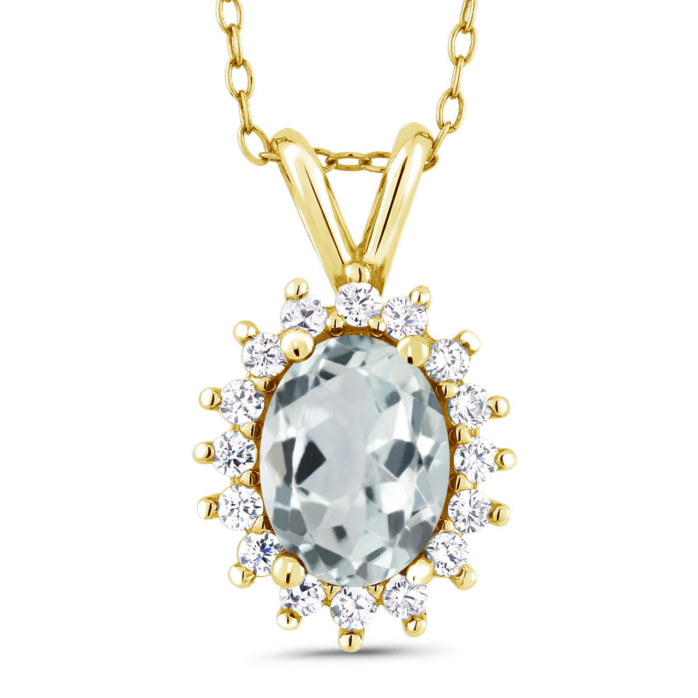 Aquamarine - March_Pendant in 14K Yellow Gold