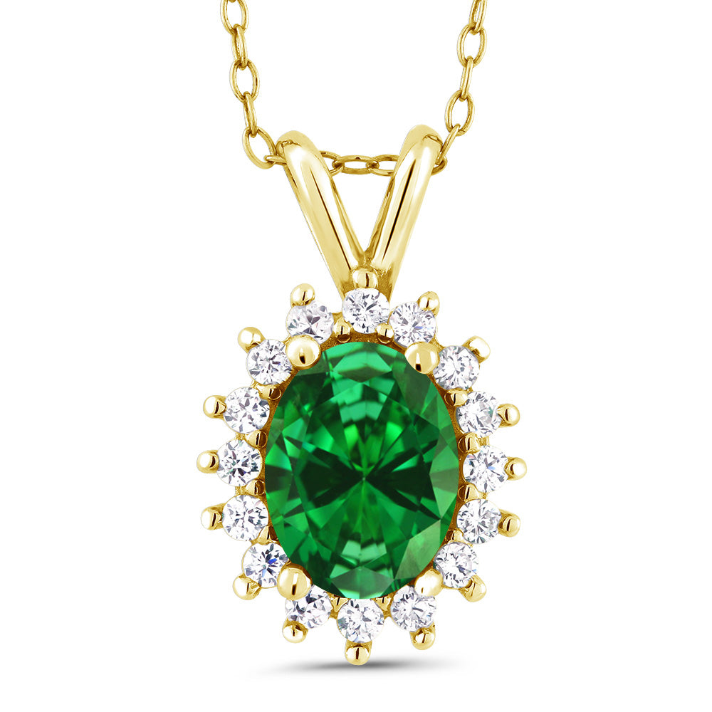 Created Emerald - May_Pendant in 14K Yellow Gold
