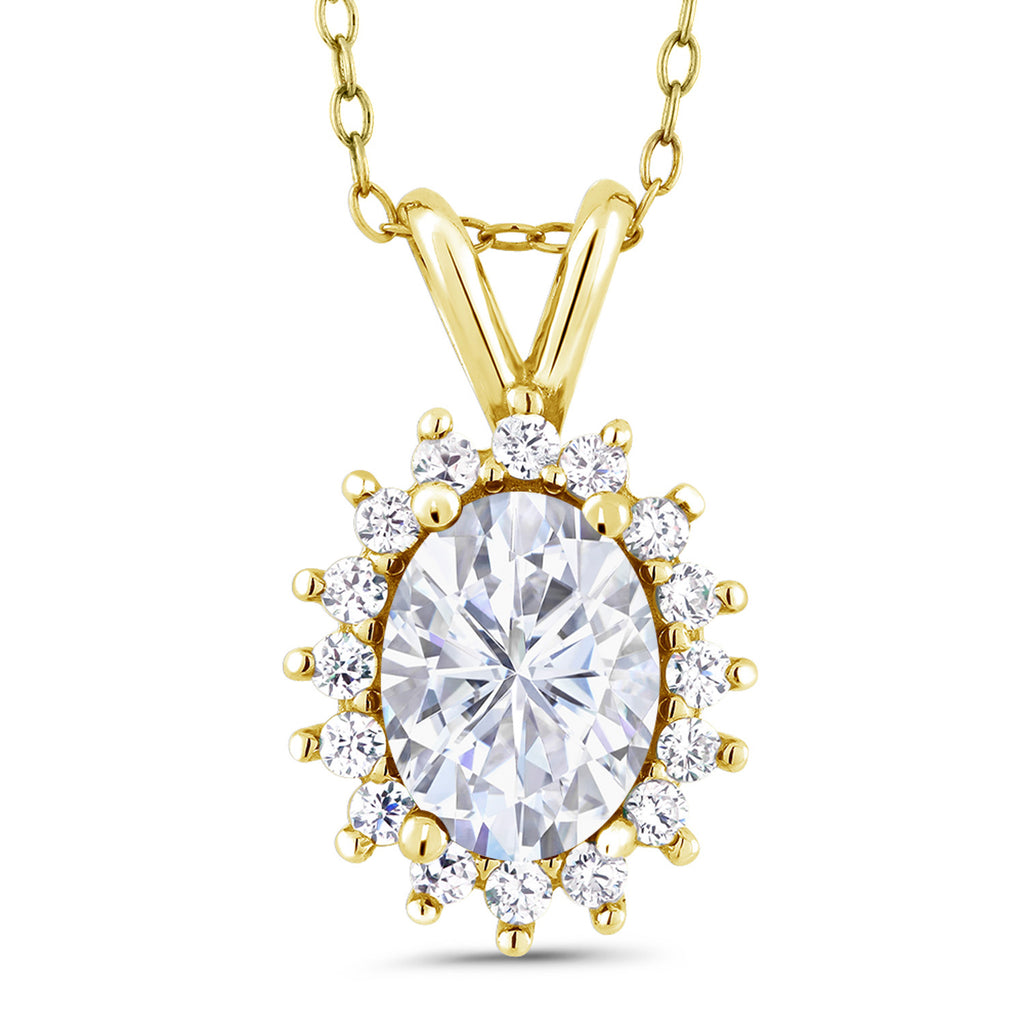White Moissanite - April_Pendant in 14K Yellow Gold