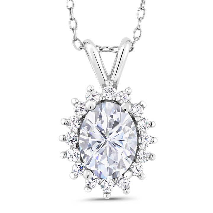 White Moissanite - April_Pendant in 925 Sterling Silver