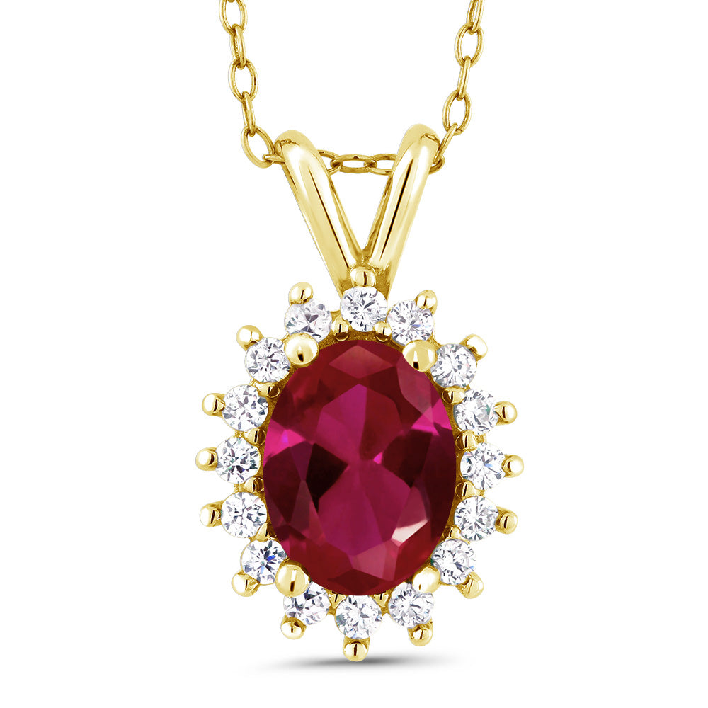 Created Ruby - July_Pendant in 14K Yellow Gold