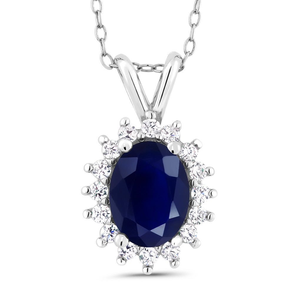 Blue Sapphire - September_Pendant in 925 Sterling Silver