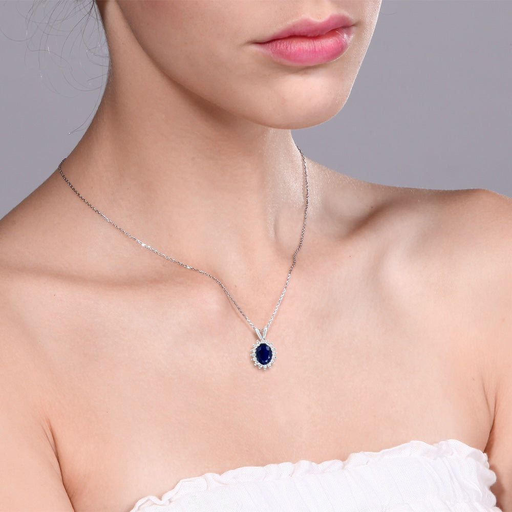 Blue Sapphire - September_Pendant in 925 Sterling Silver