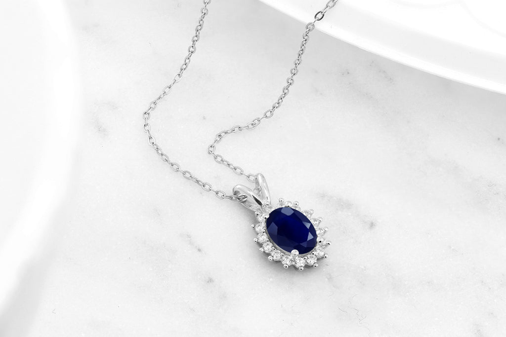 Blue Sapphire - September_Pendant in 925 Sterling Silver