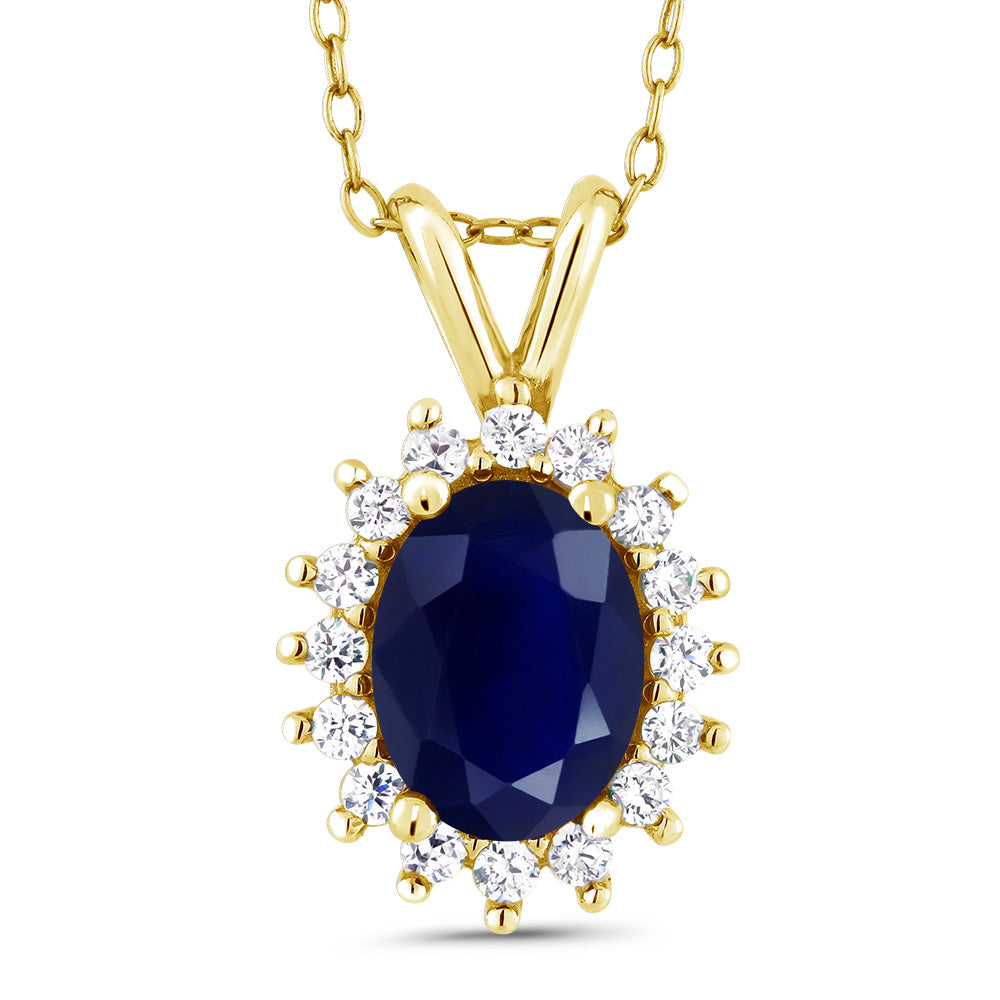 Blue Sapphire - September_Pendant in 14K Yellow Gold