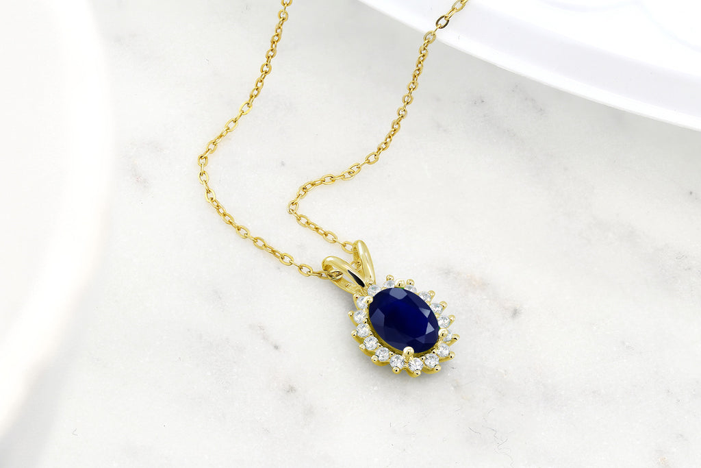 Blue Sapphire - September_Pendant in 14K Yellow Gold