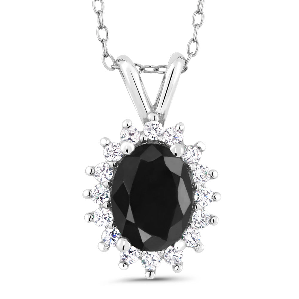 Black Sapphire - September_Pendant in 925 Sterling Silver