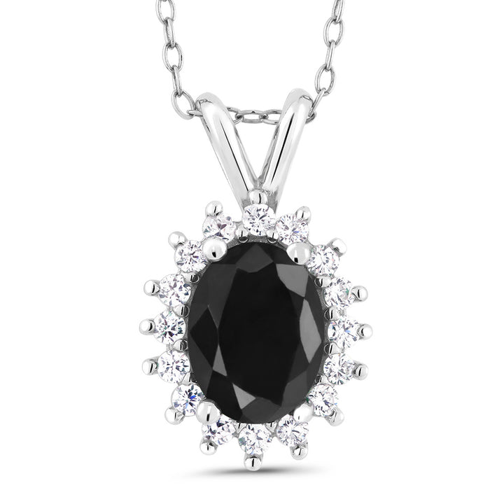 Black Sapphire - September_Pendant in 925 Sterling Silver
