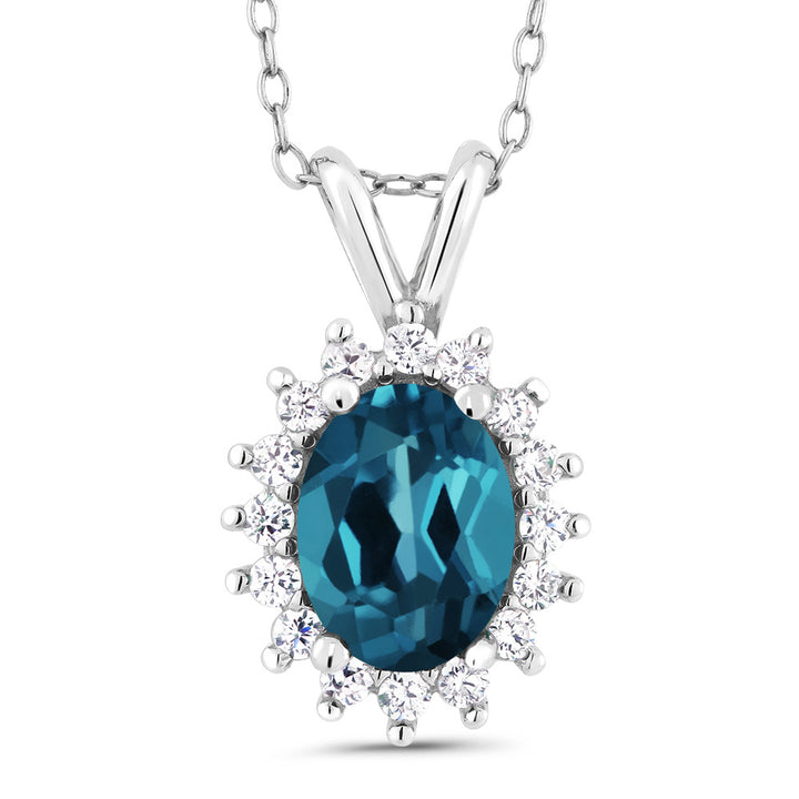 London Blue Topaz - November_Pendant in 925 Sterling Silver