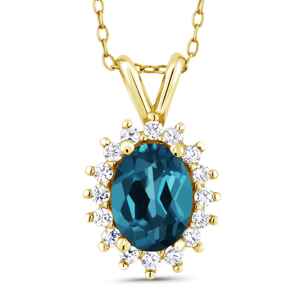 London Blue Topaz - November_Pendant in 14K Yellow Gold
