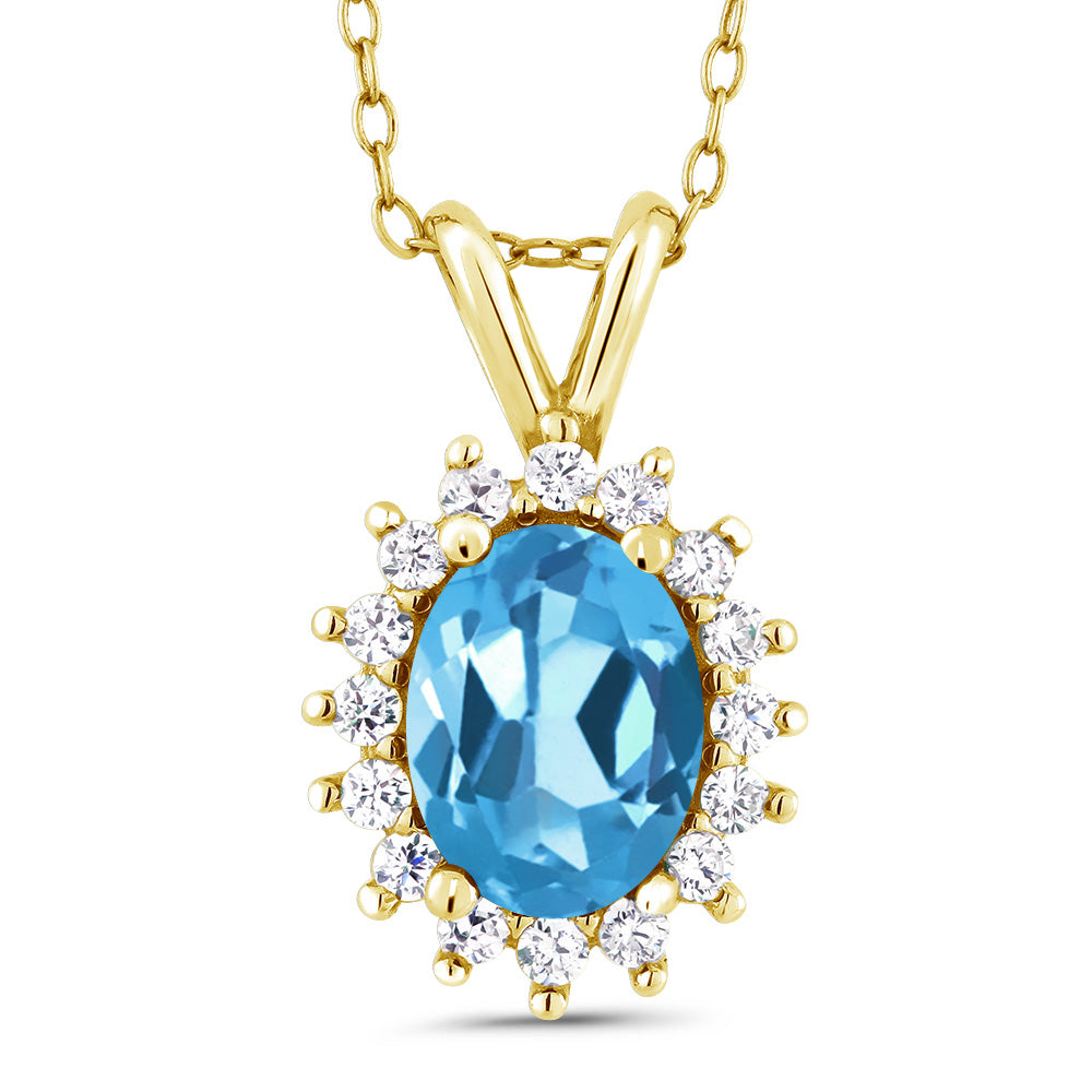 Swiss Blue Topaz - November_Pendant in 14K Yellow Gold