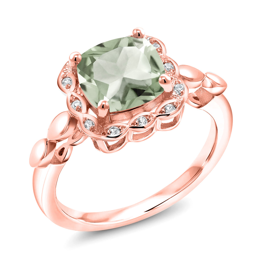 Prasiolite_8_Ring in 925 Rose Gold Plated Silver