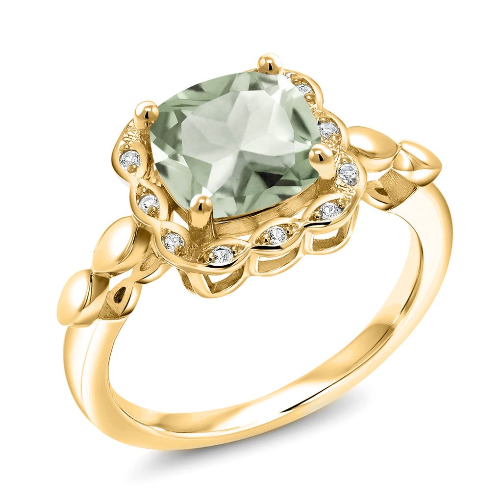 Prasiolite_8_Ring in 925 Yellow Gold Plated Silver
